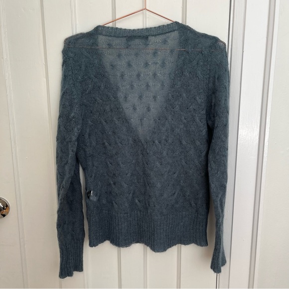 Stormy Ocean Blue Mohair Cardigan Size S - Picture 3 of 11